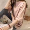 Plus size summer clothes 2026 new candy color short sleeve t-shirt women korean ins half sleeve top clothes foreign trade women's clothing wholesale - pink