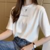 2026 Summer New Korean Loose Letter Print Short Sleeve T-Shirt Female Student Clothes Women's Clothing One Drop Shipping - White