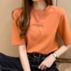 2026 Summer New Korean Loose Letter Print Short Sleeve T-Shirt Female Student Clothes Women's Clothing One Drop Shipping - Orange