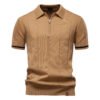 2026 Summer Men's Business Casual Knit Polo Shirt – Breathable Short Sleeve Collared T-Shirt for Work & Leisure - Camel