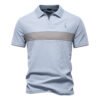 Summer new explosive fawn embroidery POLO men's lapel short-sleeved T-shirt spliced V-neck polo shirt for men - Light blue