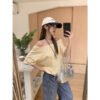 One-line collar off-the-shoulder design loose solid color short-sleeved T-shirt women's 2026 summer new slanted shoulder lazy top - Creamy yellow