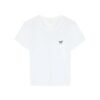 Bow embroidery short-sleeved T-shirt women's 2026 summer new slim front shoulder sweet and spicy student crew neck base top - White