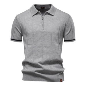 2026 Summer Men's Business Casual Knit Polo Shirt – Breathable Short Sleeve Collared T-Shirt for Work & Leisure