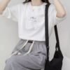 Short sleeve Korean crew neck T-shirt women's summer loose plant print casual solid color base shirt top Korean women's clothing - White