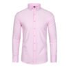 Four-sided stretch iron-free men's long-sleeved shirt mercerized vertical feel Amazon Euro size men's shirt - Pink (Natural Buckle)