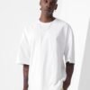 Explosive 250g pure cotton white short-sleeved T-shirt men's trendy brand solid color loose crew neck base shirt - 250 g white