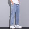 Summer washed wide-leg pants jeans men's 2026 new loose boys' straight-leg trendy brand long pants - Resistant to 030 light blue