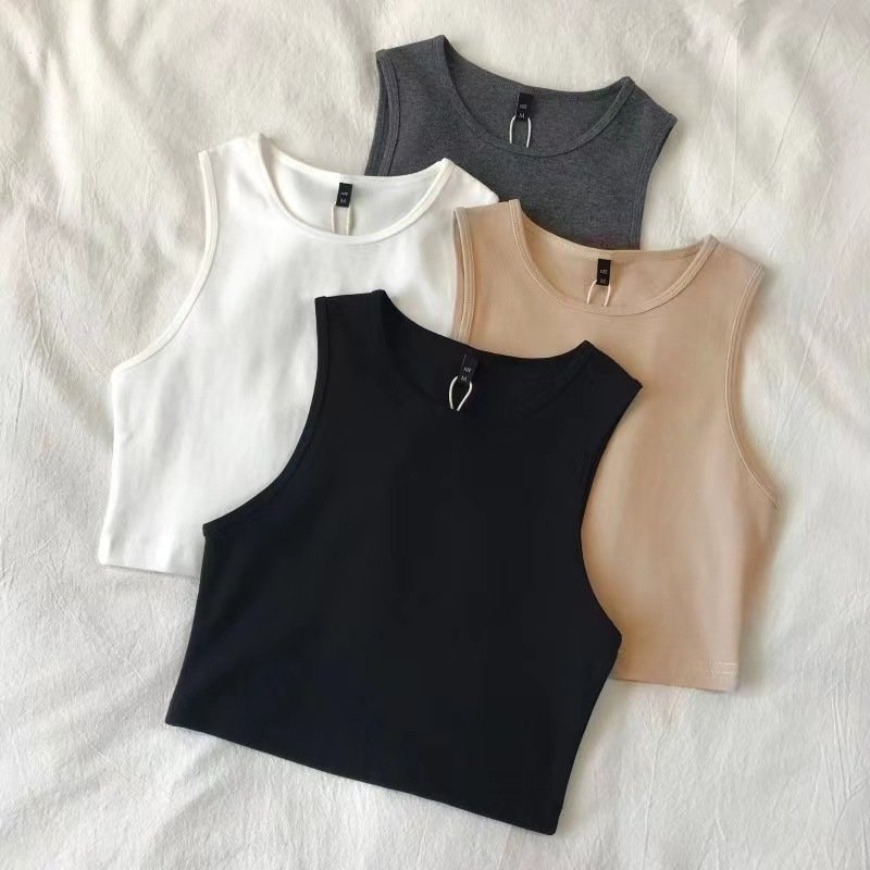 European and American style small vest, cross-border women's clothing, high-waisted slimming, inner T-shirt, women's stretch short sleeveless base shirt, women's summer
