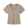 Solid color V-neck short-sleeved T-shirt women's new summer pure desire style slimming straight shoulder short top women's half-sleeved base shirt - Khaki