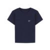 Bow embroidery short-sleeved T-shirt women's 2026 summer new slim front shoulder sweet and spicy student crew neck base top - Navy blue