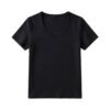 Spring Korean top, women's short-sleeved T-shirt, pure cotton, loose and slimming, inner base layer, dopamine pink women - Black