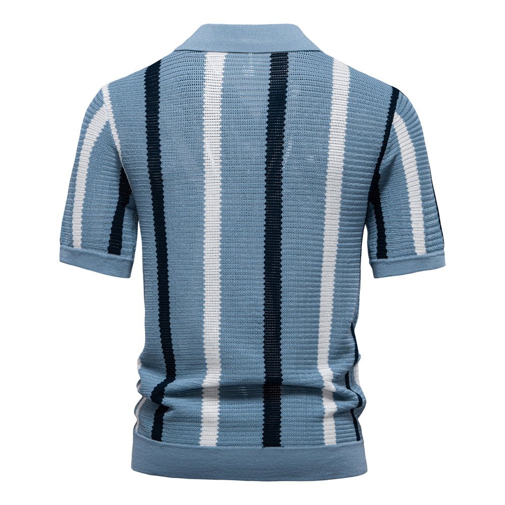 Back View of Men's Knit Polo Shirt