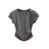 Hot girl pure want to cinch the waist T-shirt short-sleeved women's 2026 summer new solid color bottom pullover slim short top women - Dark gray