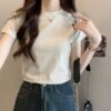 white T-shirt women's front shoulder short sleeve European goods 2026 new slimming crew neck cotton layered base top - White