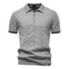 2026 Summer Men's Business Casual Knit Polo Shirt – Breathable Short Sleeve Collared T-Shirt for Work & Leisure - Light gray
