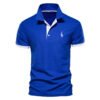 Summer new explosive fawn embroidery POLO men's lapel short-sleeved T-shirt spliced V-neck polo shirt for men - navy