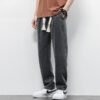 Summer washed wide-leg pants jeans men's 2026 new loose boys' straight-leg trendy brand long pants - Resistant to 040 gray