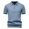 2026 Summer Men's Business Casual Knit Polo Shirt – Breathable Short Sleeve Collared T-Shirt for Work & Leisure - Ocean blue