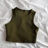 European and American style small vest, cross-border women's clothing, high-waisted slimming, inner T-shirt, women's stretch short sleeveless base shirt, women's summer - Brown green