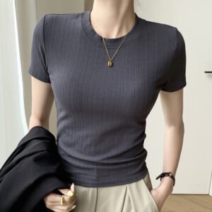 H311 New Crew Neck Shirt Women's Summer Top Casual Short Sleeve T-Shirt Versatile Breathable Women's Slim Body Base Layer
