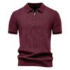 2026 Summer Men's Business Casual Knit Polo Shirt – Breathable Short Sleeve Collared T-Shirt for Work & Leisure - Burgundy