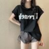Loose short-sleeved T-shirt women's 2026 new summer new design niche chic retro student top trend - Black
